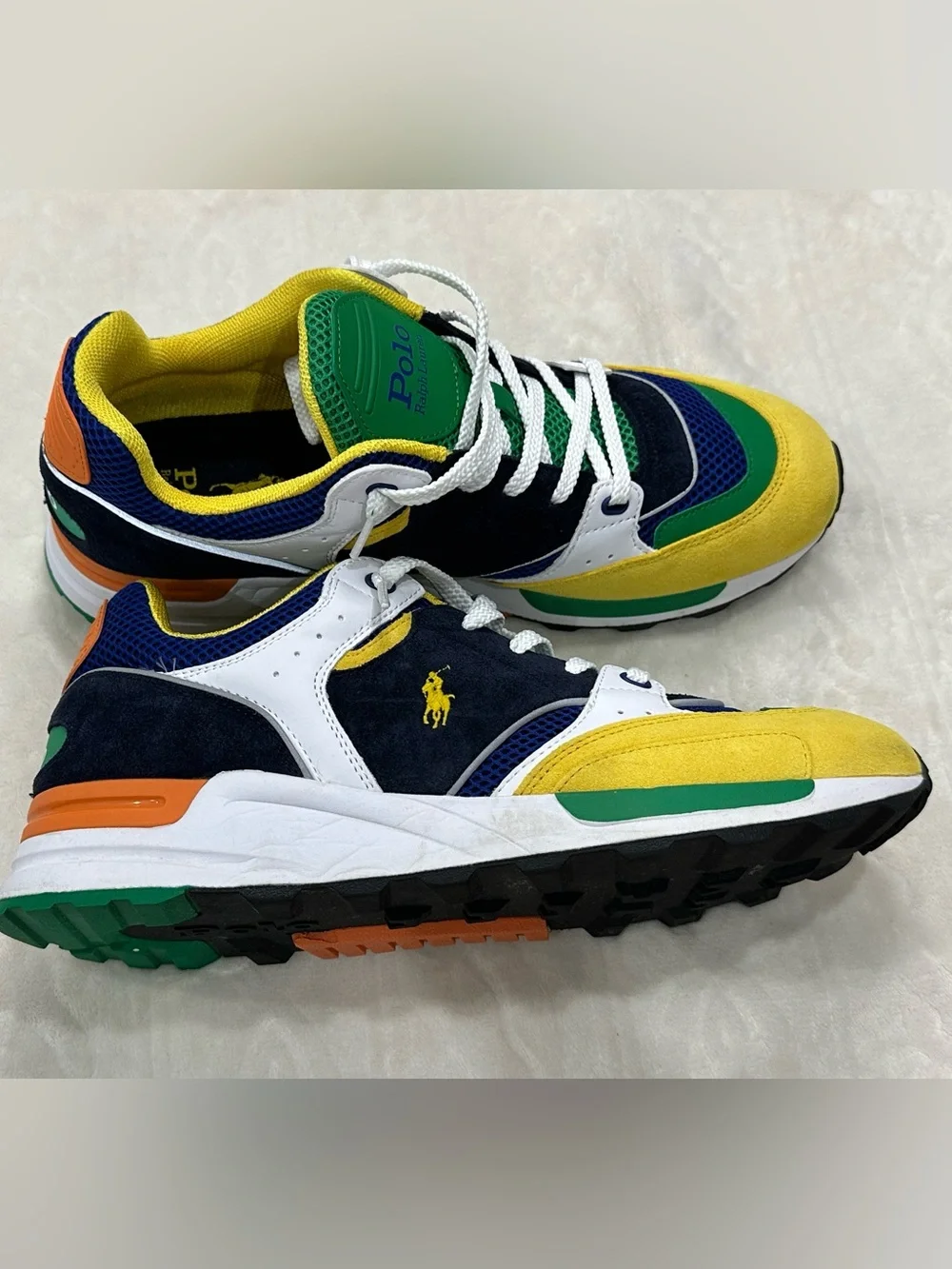 Polo by Ralph Lauren Men's Navy, Green and Yellow Athletic Sneakers